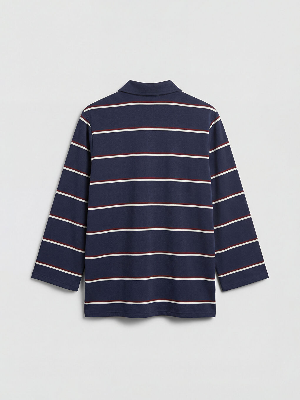 Lacivert Polo Yaka Çizgili Oversize Kadın Tunik-1