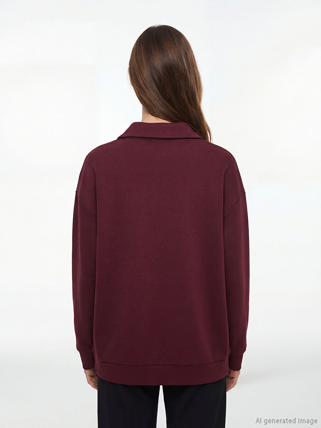 Mock Neck Embroidered Oversize Women's Sweatshirt Tunic-6