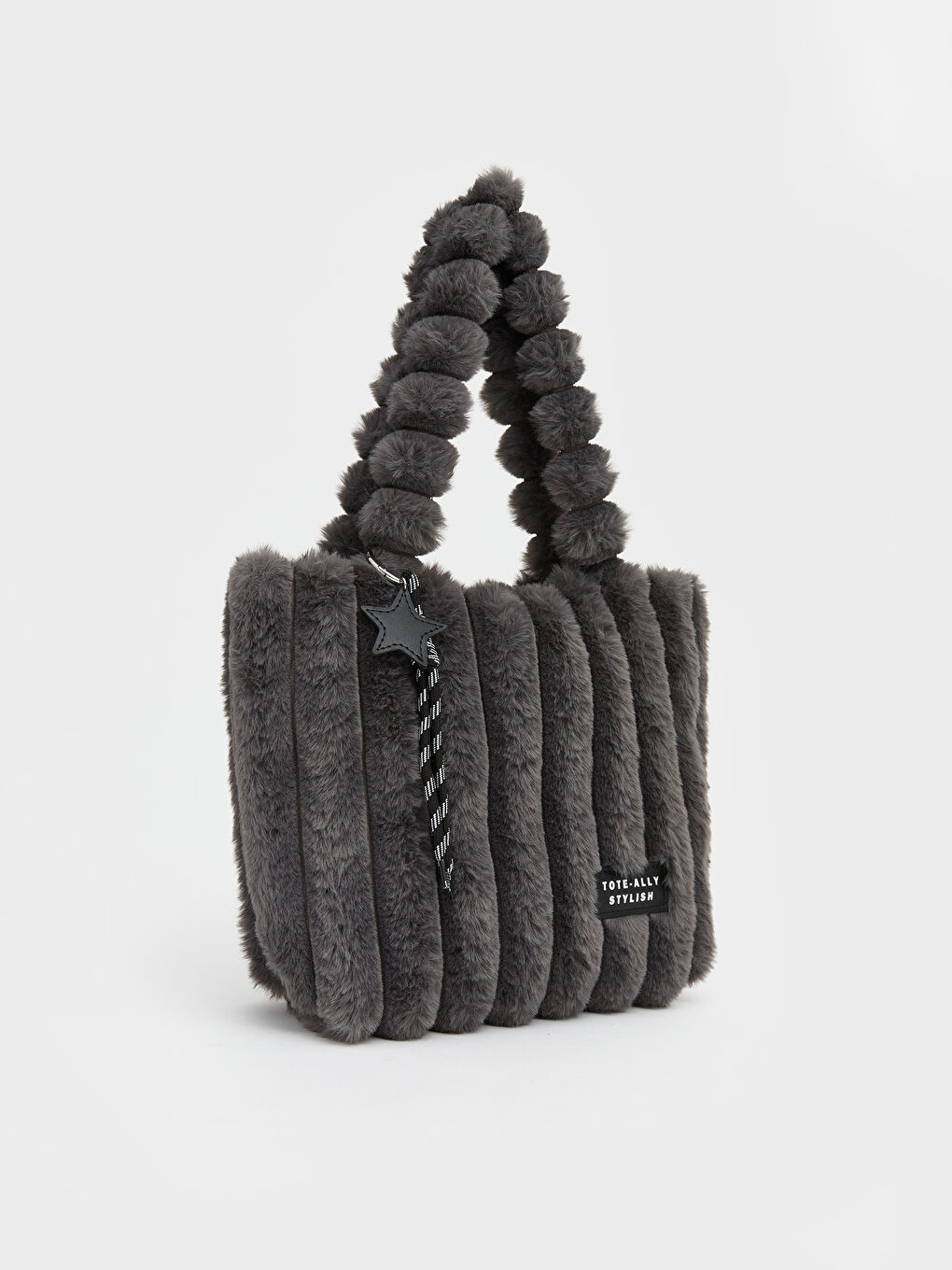 Antrasit Kadın Pelüş Omuz Çantası-1