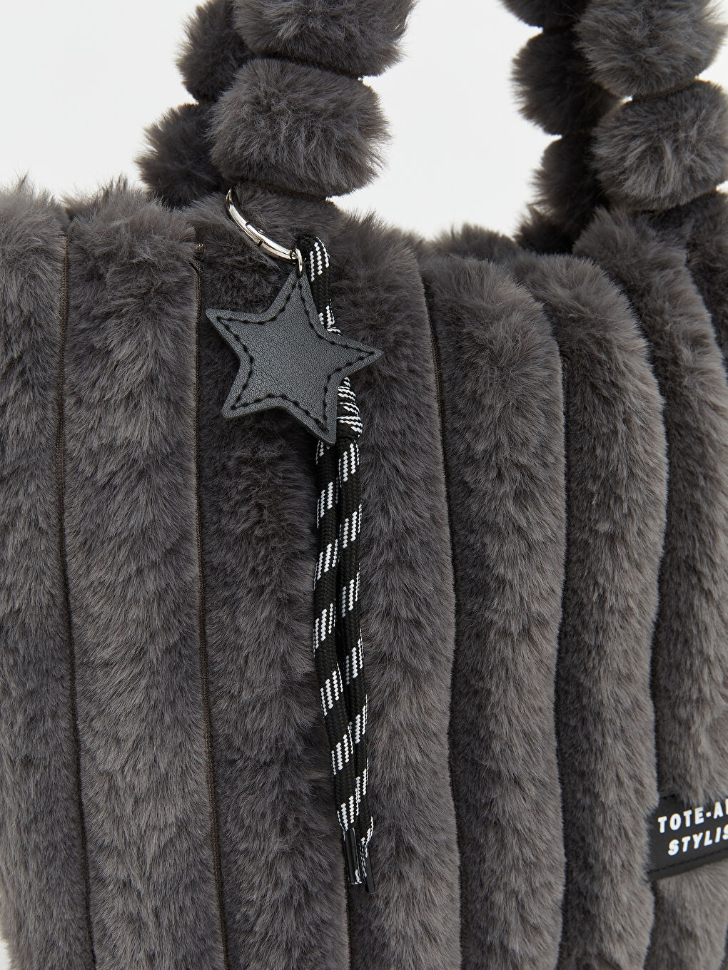 Antrasit Kadın Pelüş Omuz Çantası-2