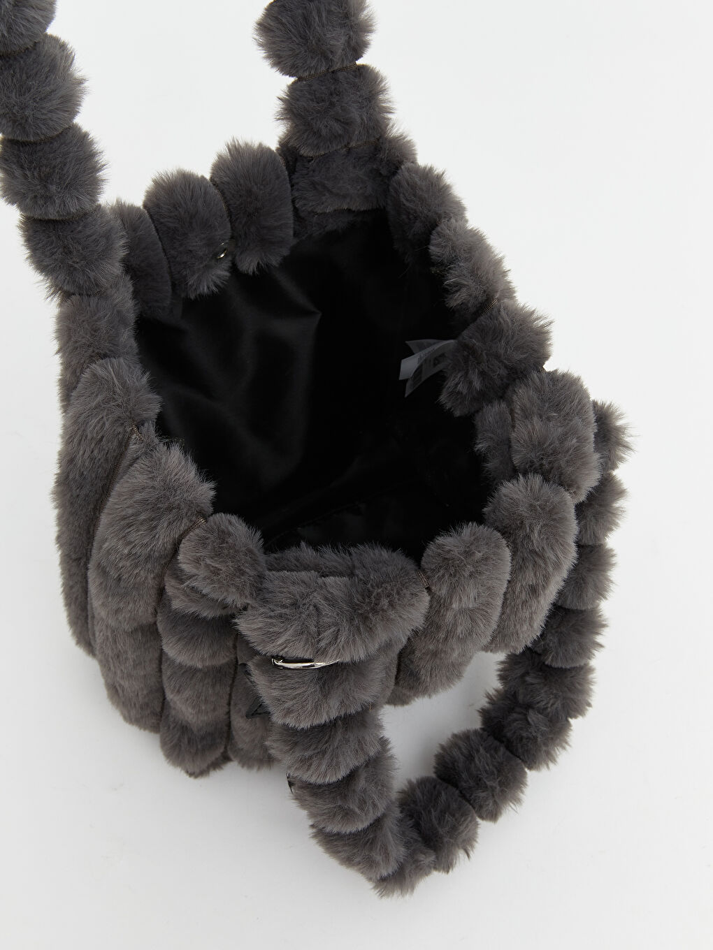 Antrasit Kadın Pelüş Omuz Çantası-3