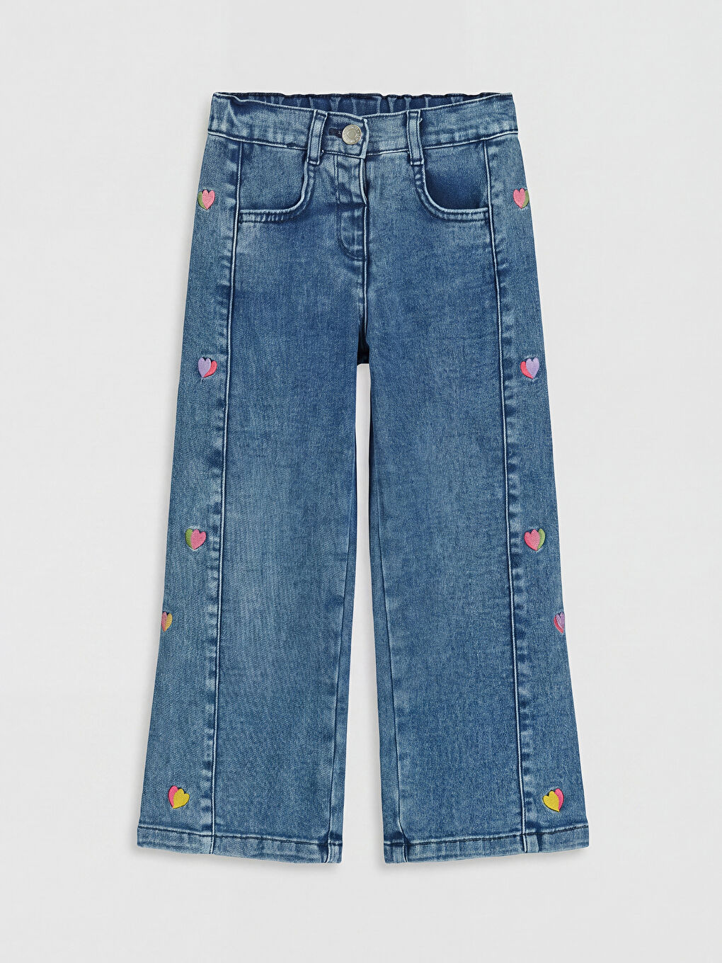 Heart Embroidered Girls' Jeans