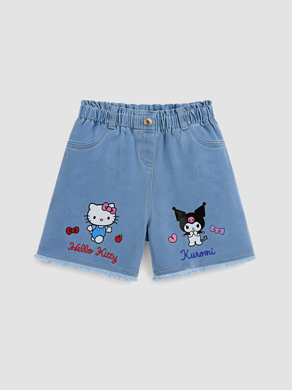 Hello Kitty And Kuromi Printed Girls' Jean Shorts