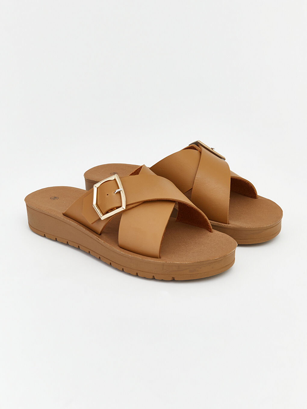 Bej Çapraz Bantlı Kadın Terlik