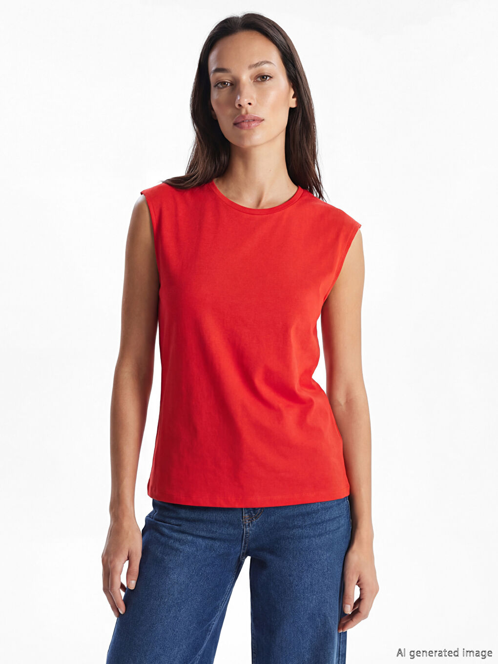 Kırmızı Bisiklet Yaka Kadın Atlet