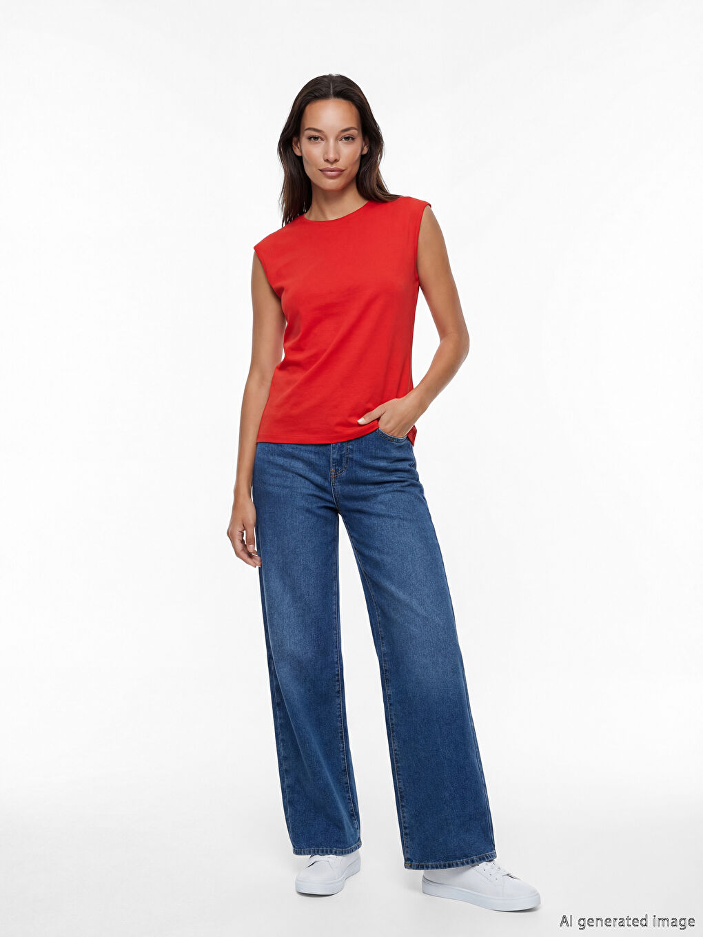 Kırmızı Bisiklet Yaka Kadın Atlet-1