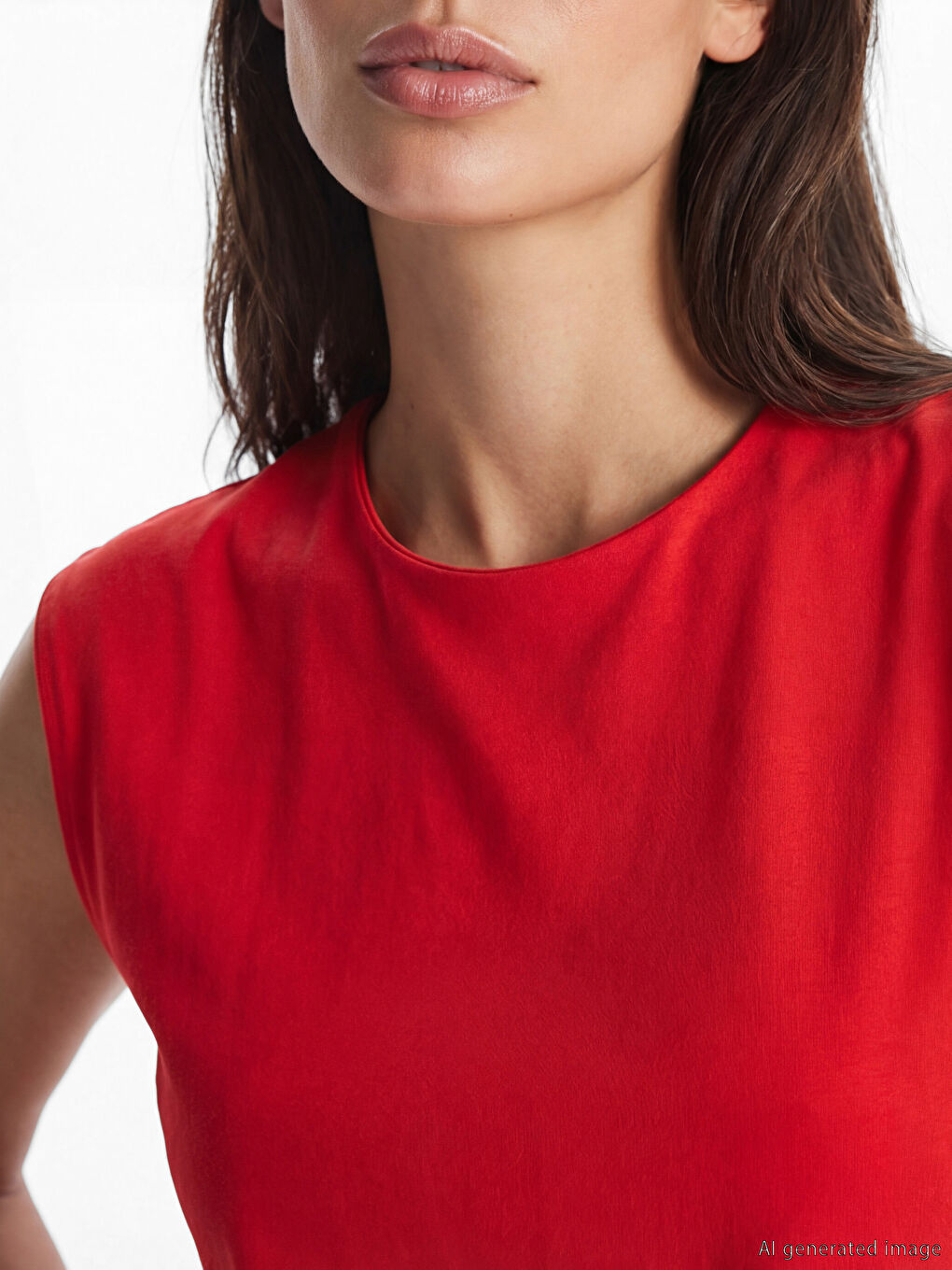 Kırmızı Bisiklet Yaka Kadın Atlet-2