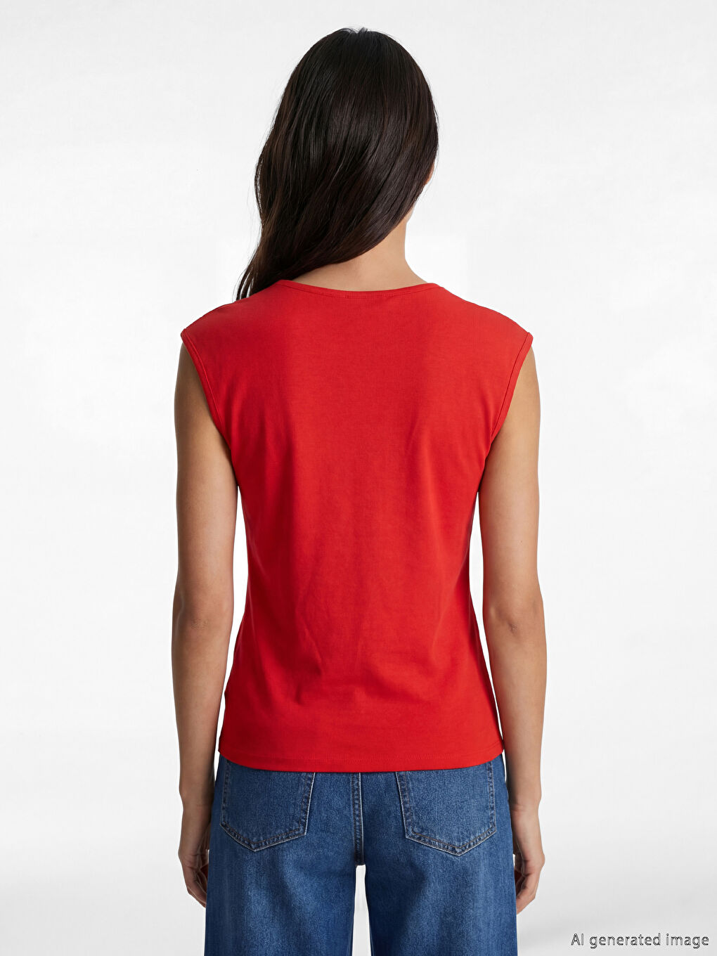 Kırmızı Bisiklet Yaka Kadın Atlet-3