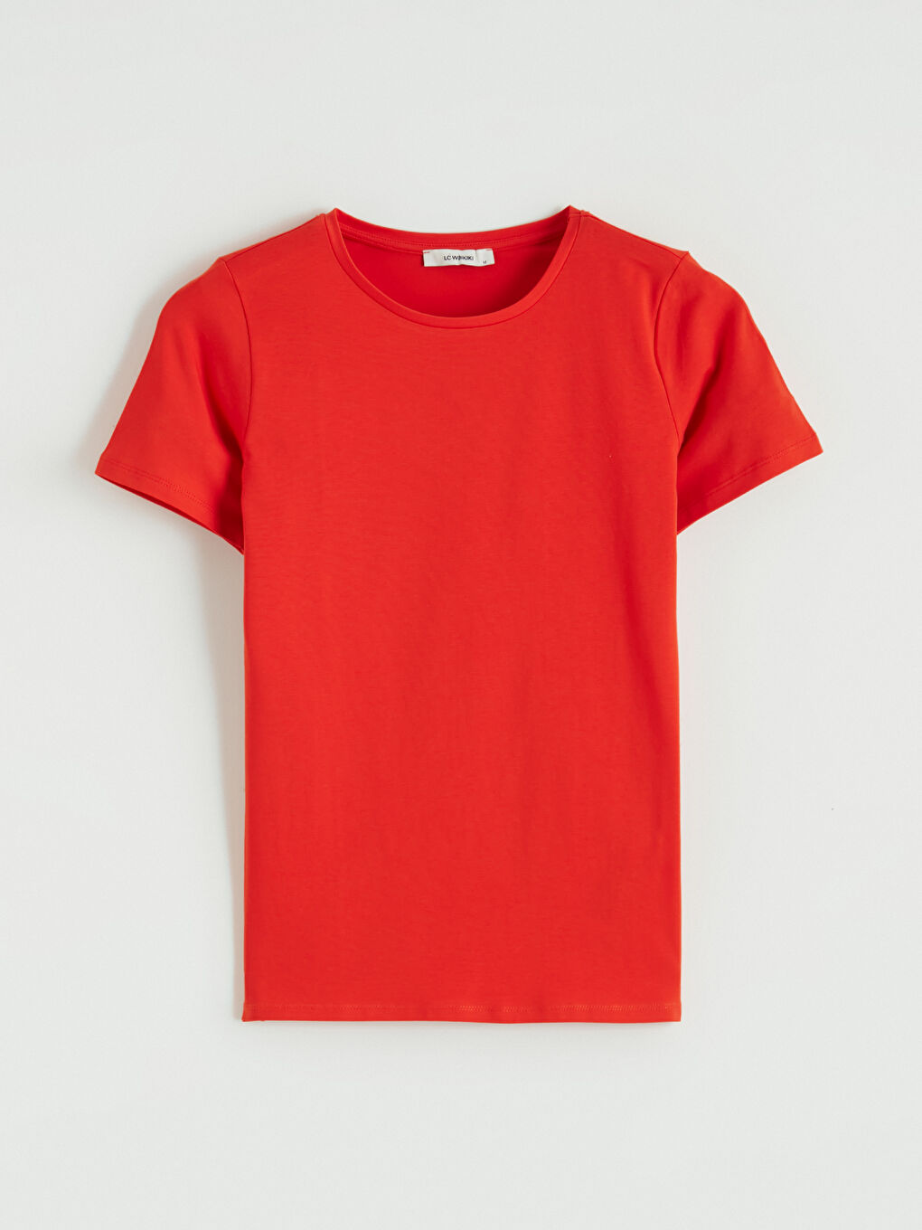 Kırmızı Bisiklet Yaka Kadın Tişört-4