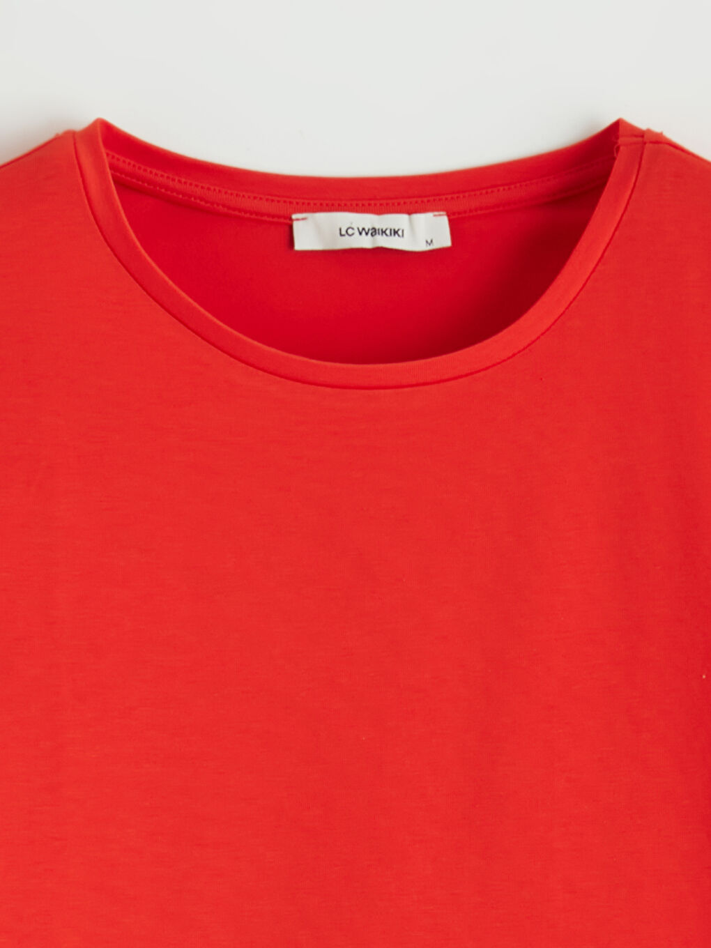 Kırmızı Bisiklet Yaka Kadın Tişört-5