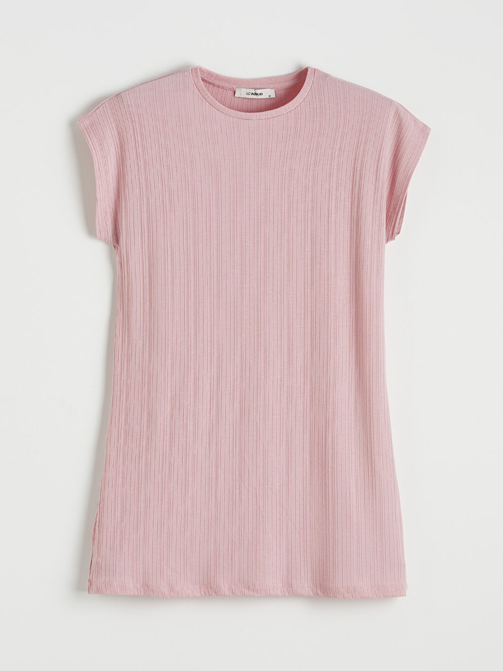 Pembe Bisiklet Yaka Çizgili Kadın Tunik-4