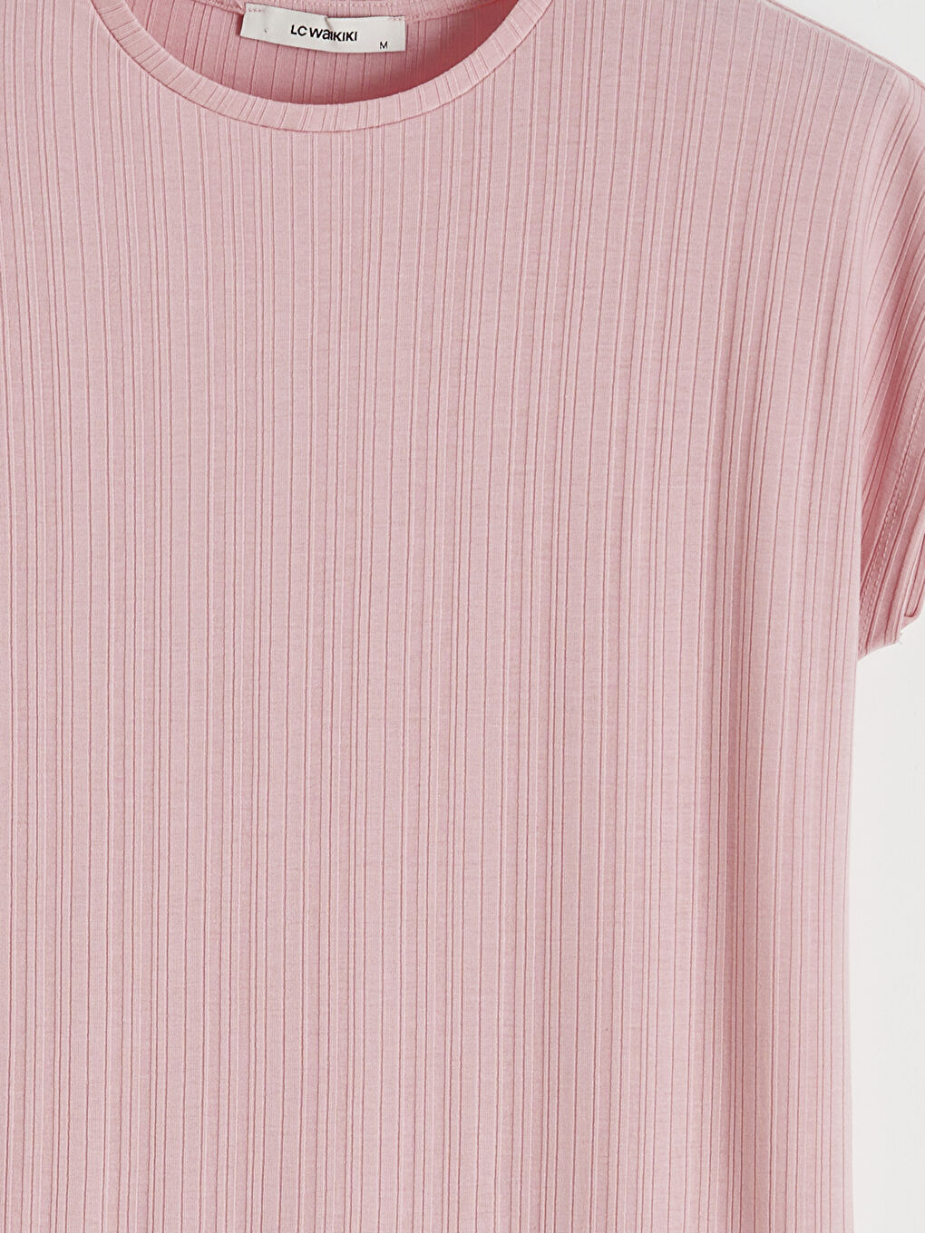 Pembe Bisiklet Yaka Çizgili Kadın Tunik-5