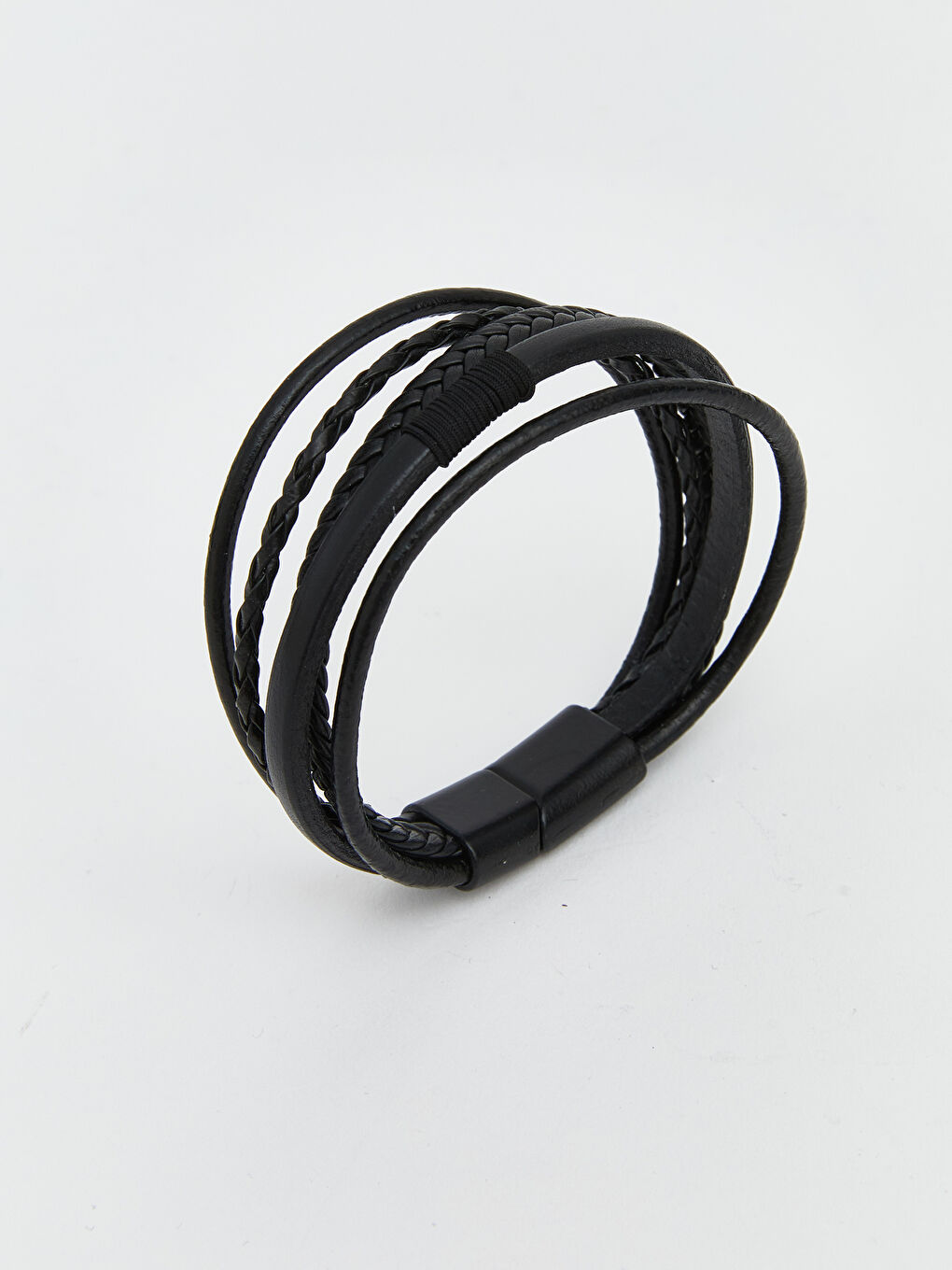 Siyah Örgü Desenli Erkek Bileklik-3