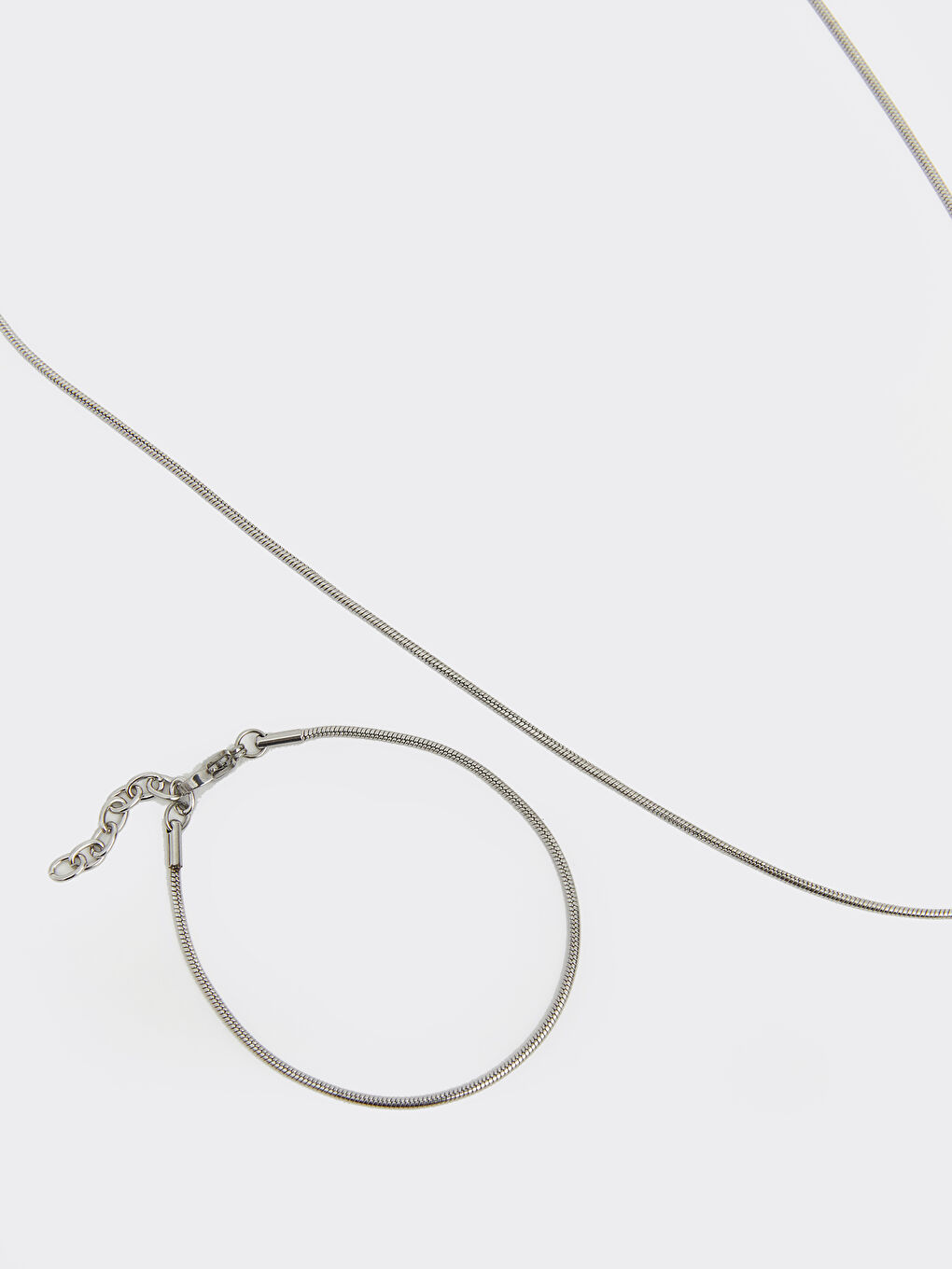 Gri Erkek Zincir Bileklik ve Kolye-1