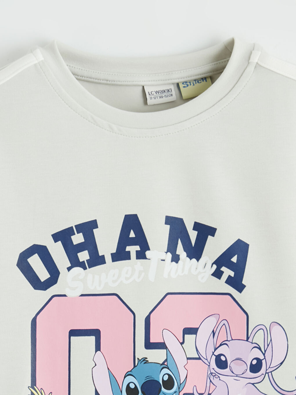 Gri Stitch ve Angel Baskılı Kız Çocuk Soft Touch Tişört-2