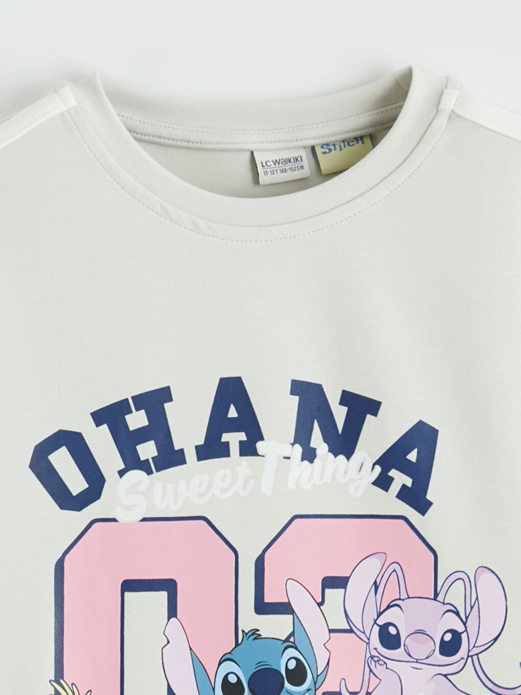 Gri Stitch ve Angel Baskılı Kız Çocuk Tişört ve Eşofman Altı-2