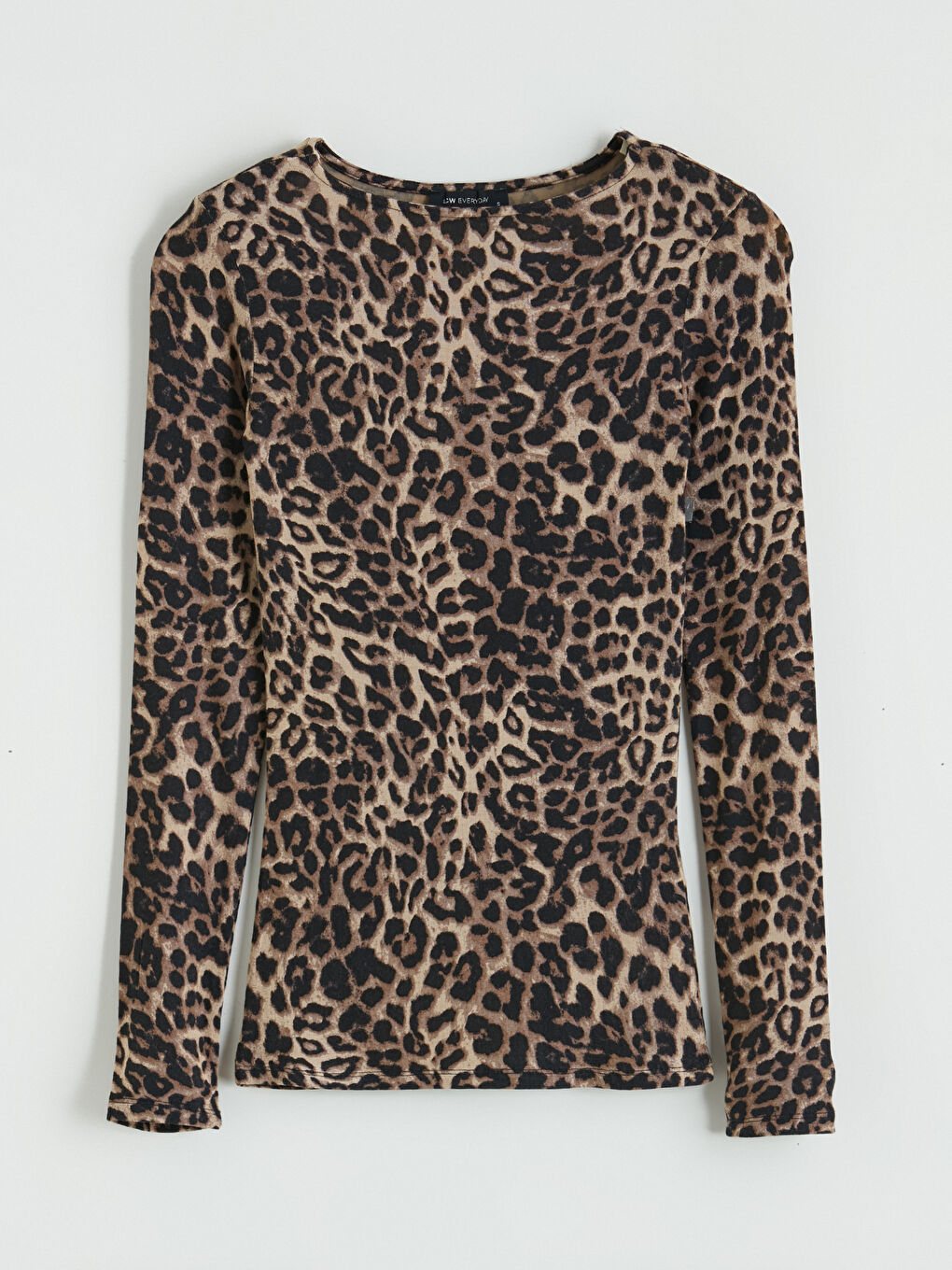 Kahverengi Bisiklet Yaka Leopar Desenli Kadın Body