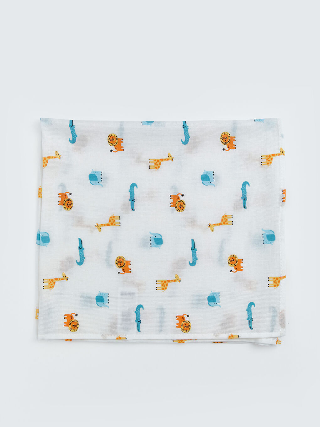 Ekru Baskılı Erkek Bebek Müslin Örtü 80x90 cm-2