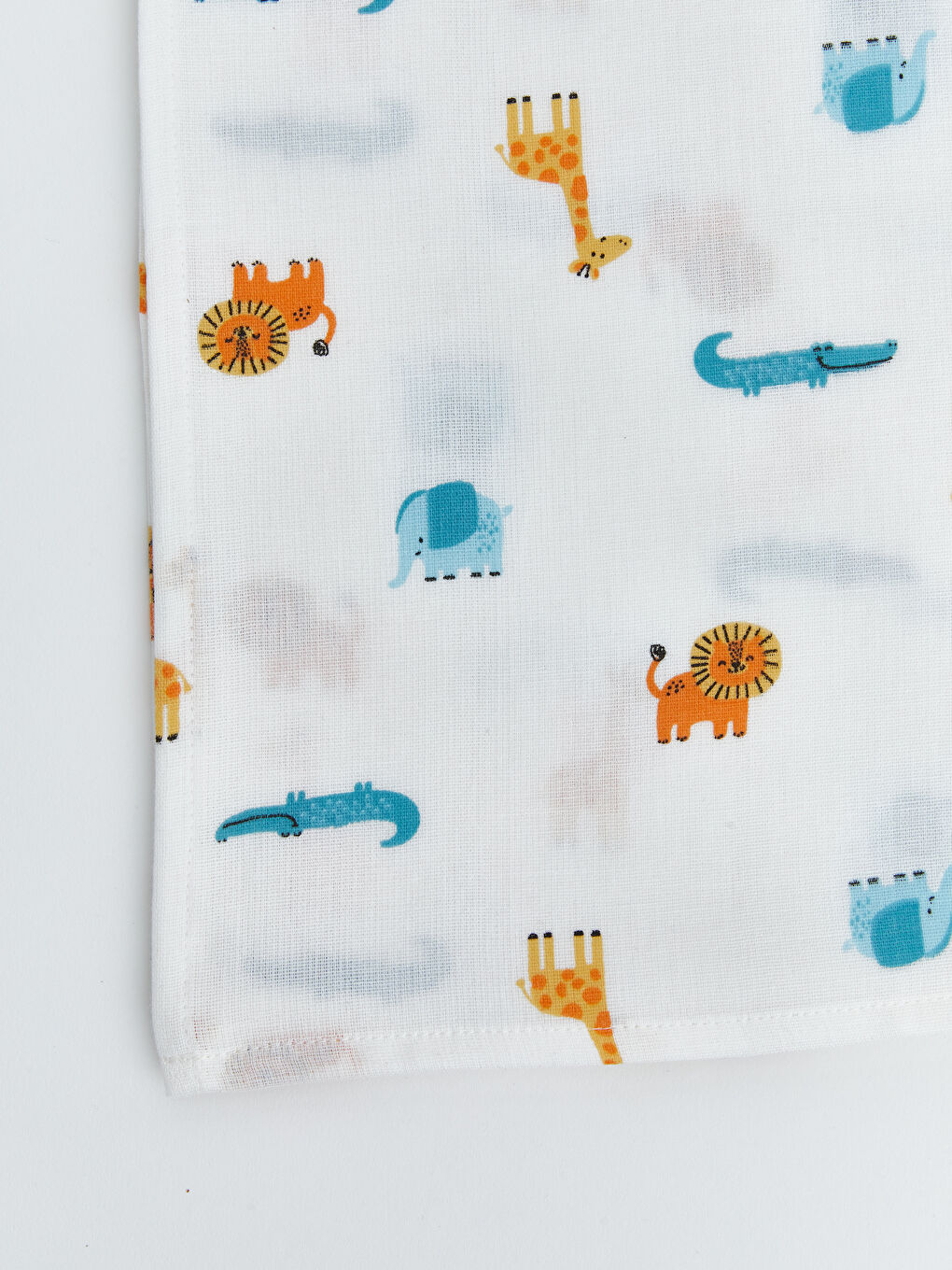 Ekru Baskılı Erkek Bebek Müslin Örtü 80x90 cm-3