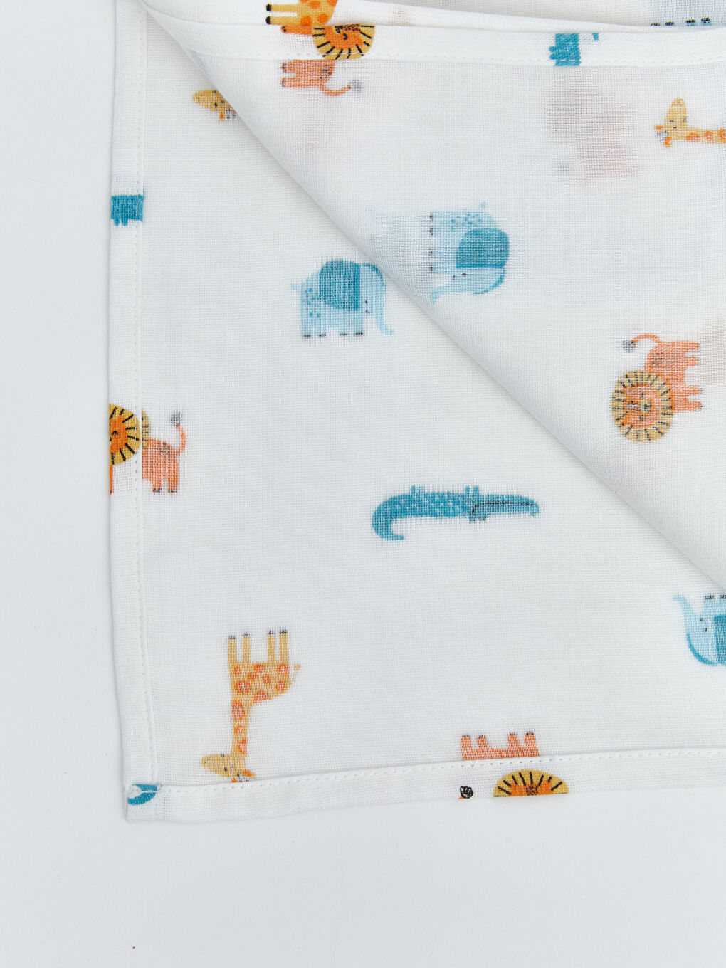 Ekru Baskılı Erkek Bebek Müslin Örtü 80x90 cm-4