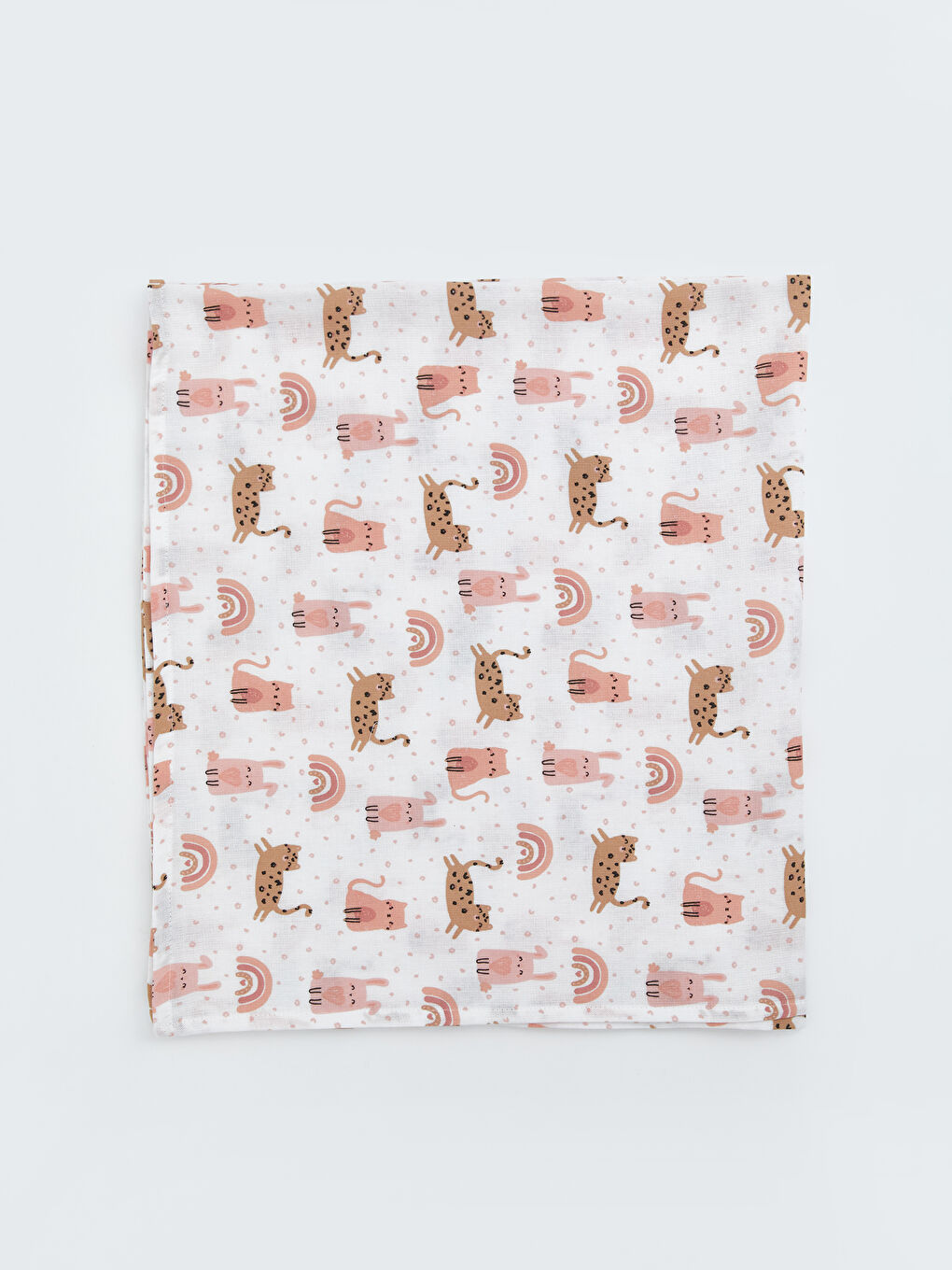 Ekru Baskılı Kız Bebek Müslin Örtü 80x90 cm-2