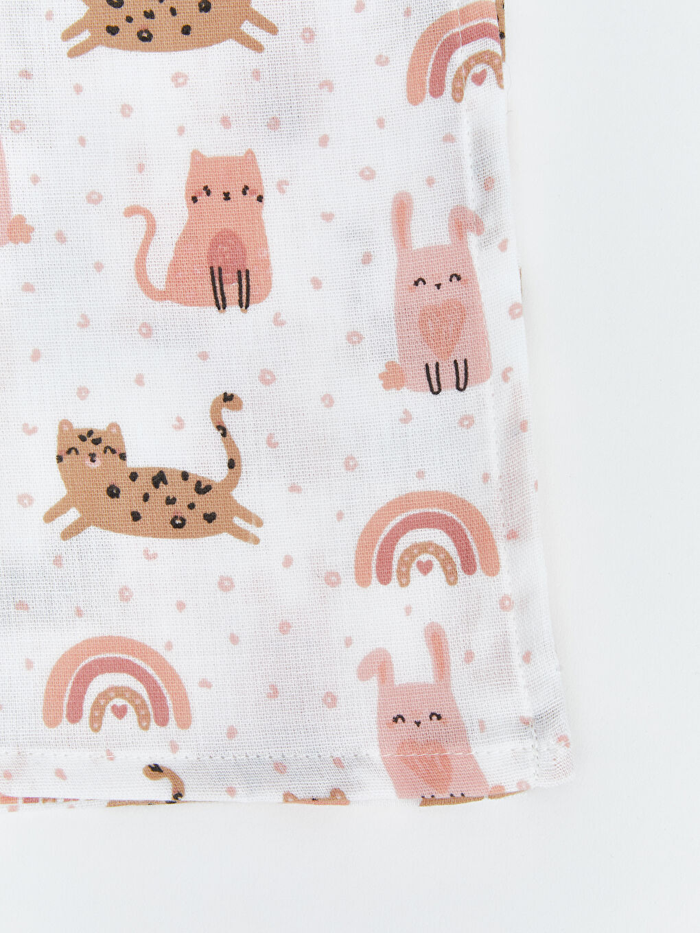 Ekru Baskılı Kız Bebek Müslin Örtü 80x90 cm-3