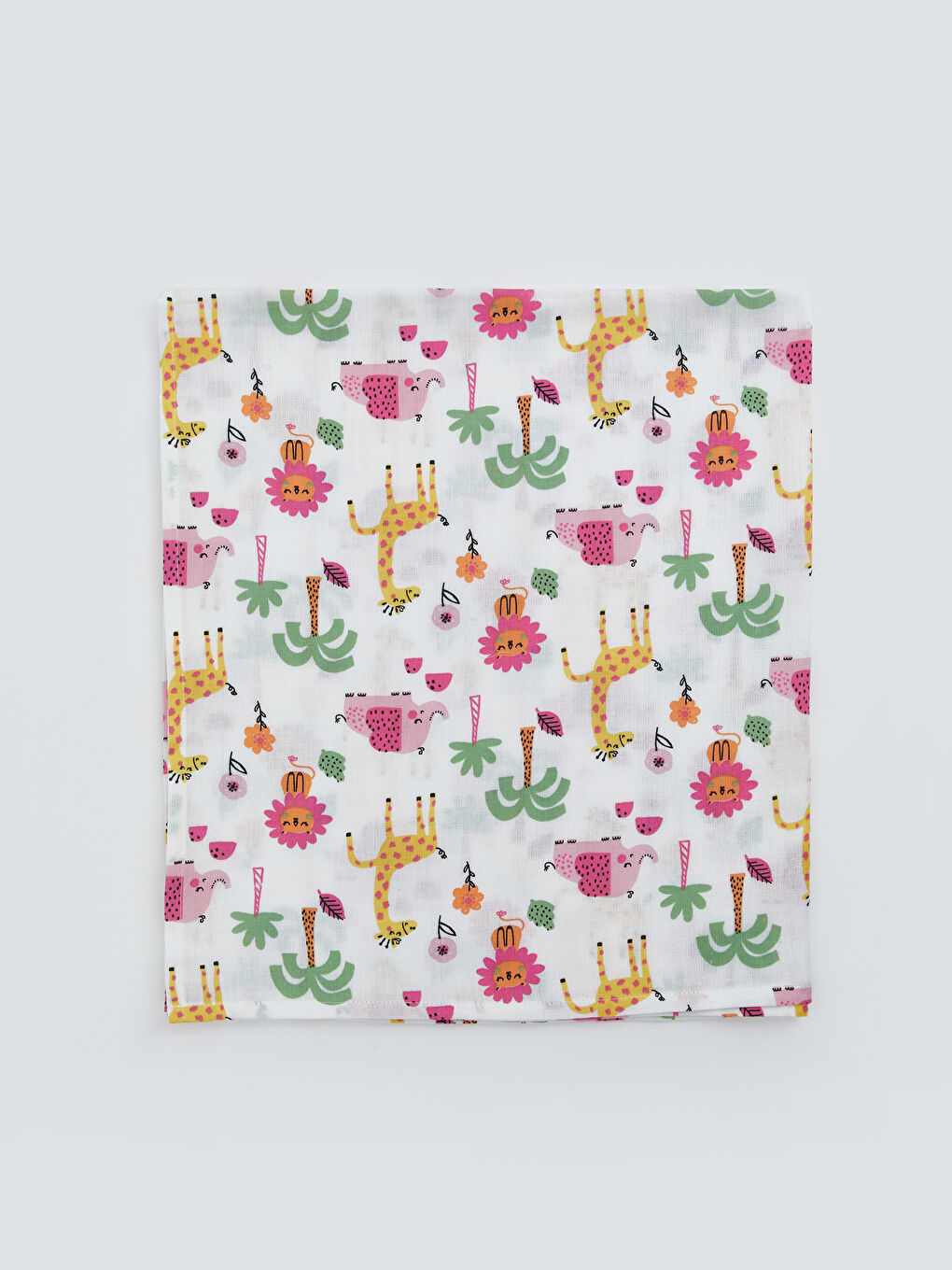 Ekru Baskılı Kız Bebek Müslin Örtü 80x90 cm-2