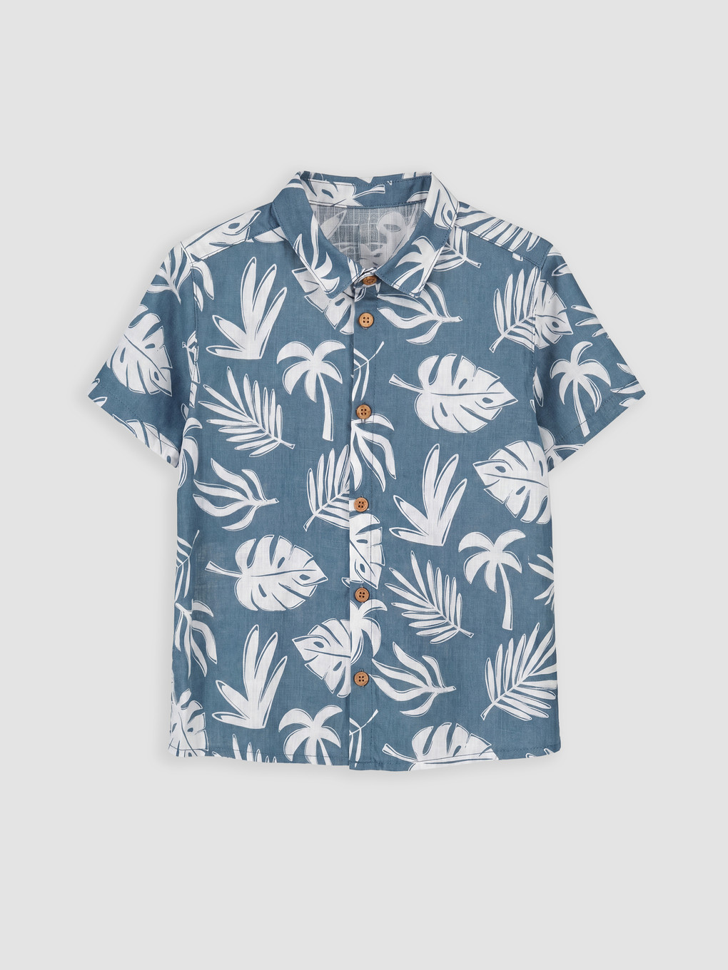 Leaf Patterned Boys' Shirt And Shorts Set-1