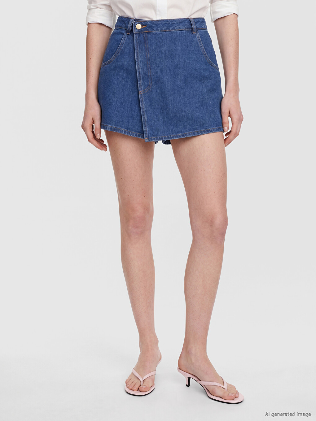 High Waisted Women's Denim Shorts Skirt-1