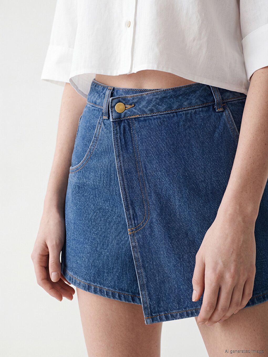 High Waisted Women's Denim Shorts Skirt-2