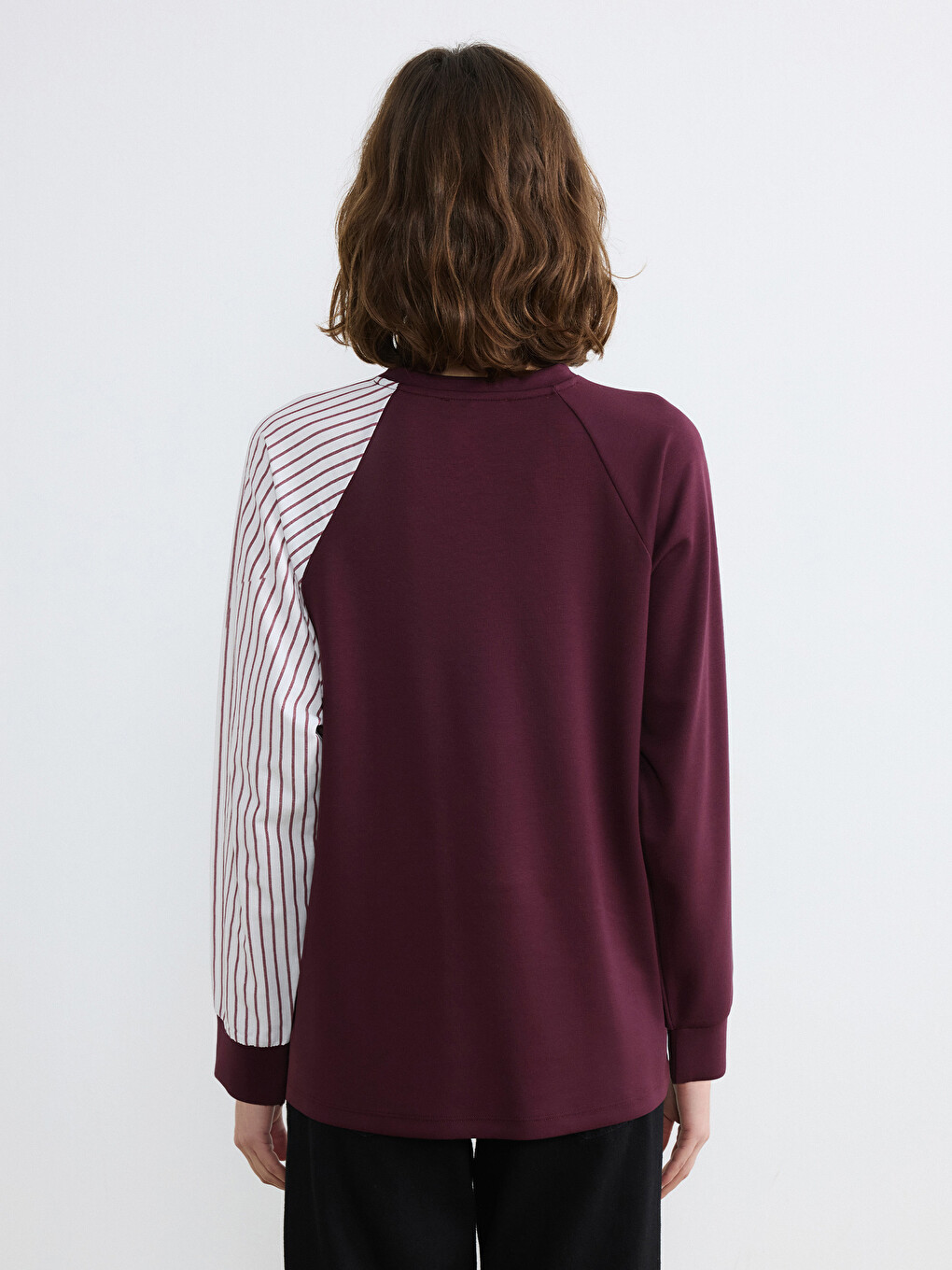 Striped Crew Neck Women's Sweatshirt Tunic-3