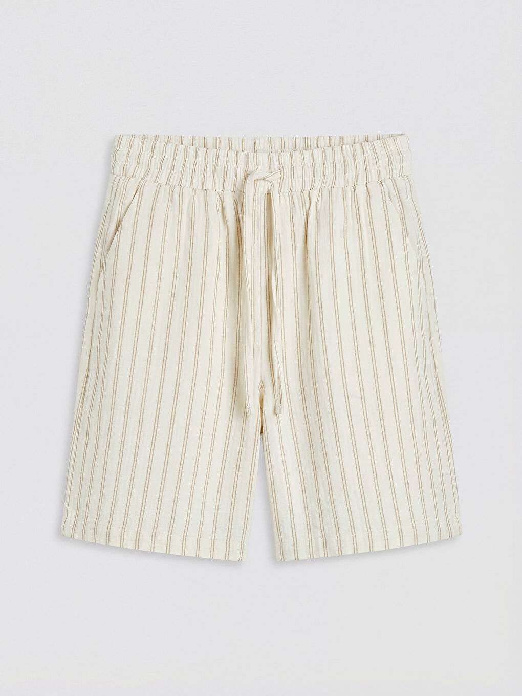 Elastic Waist Striped Women's Muslin Shorts-4