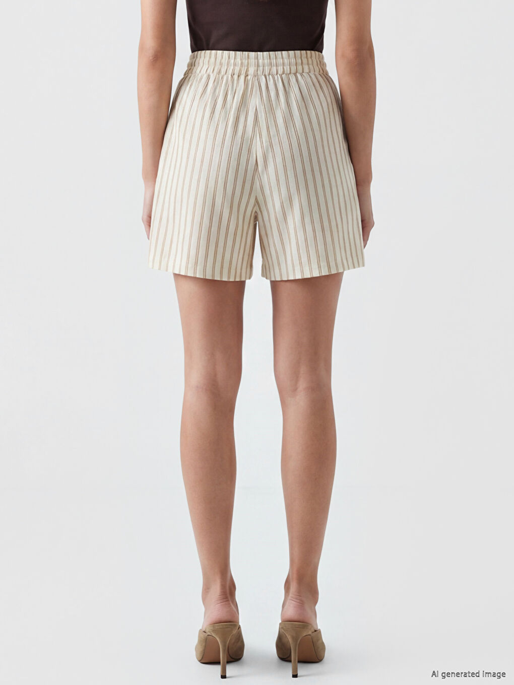 Elastic Waist Striped Women's Muslin Shorts-3
