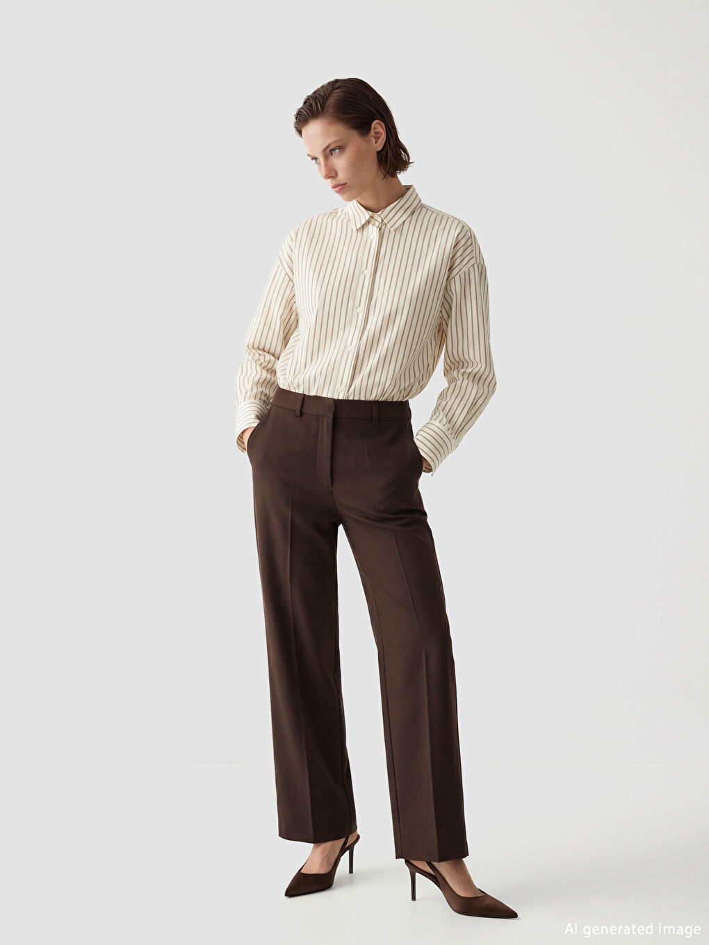 Kahverengi Regular Fit Kadın Pantolon