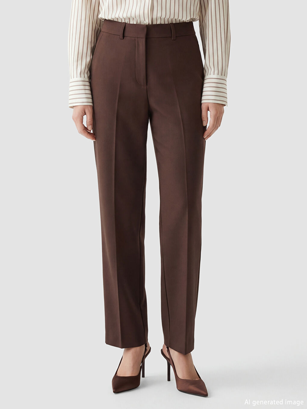 Kahverengi Regular Fit Kadın Pantolon-1