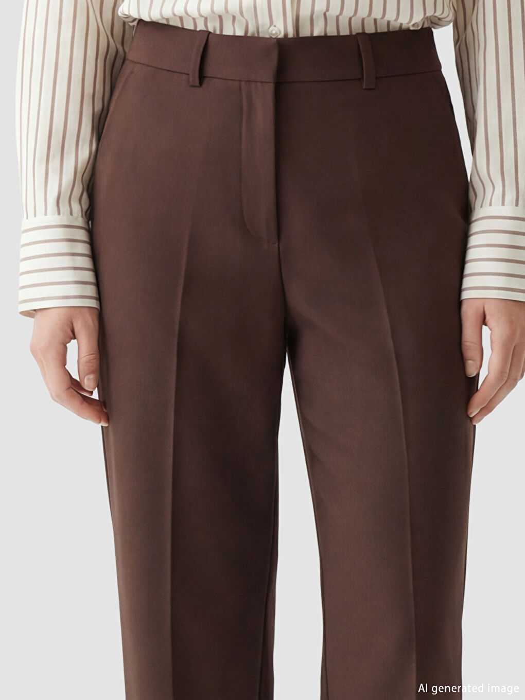 Kahverengi Regular Fit Kadın Pantolon-2