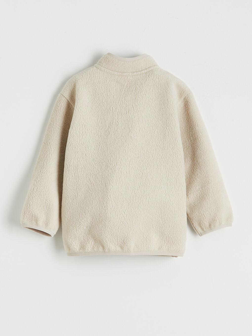 Bej Bisiklet Yaka Kız Çocuk Fermuarlı Sweatshirt-1