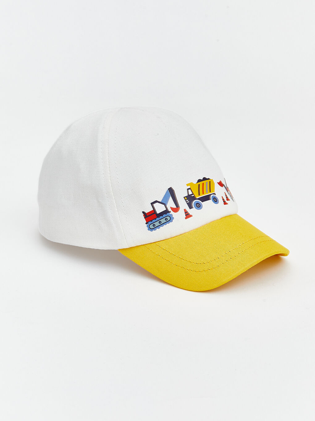 Ekru Baskılı Erkek Bebek Kep Şapka-1