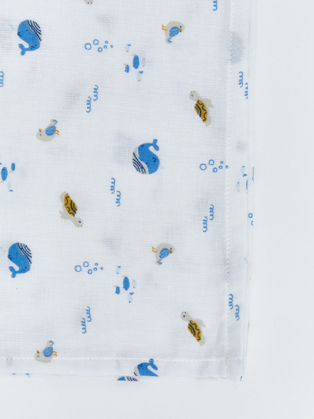 Ekru Baskılı Erkek Bebek Müslin Örtü 80x90 cm-3