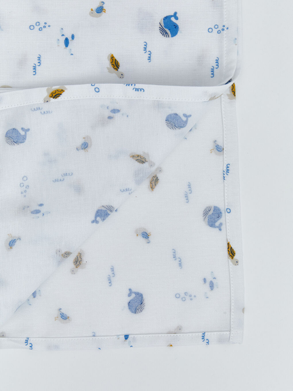 Ekru Baskılı Erkek Bebek Müslin Örtü 80x90 cm-5