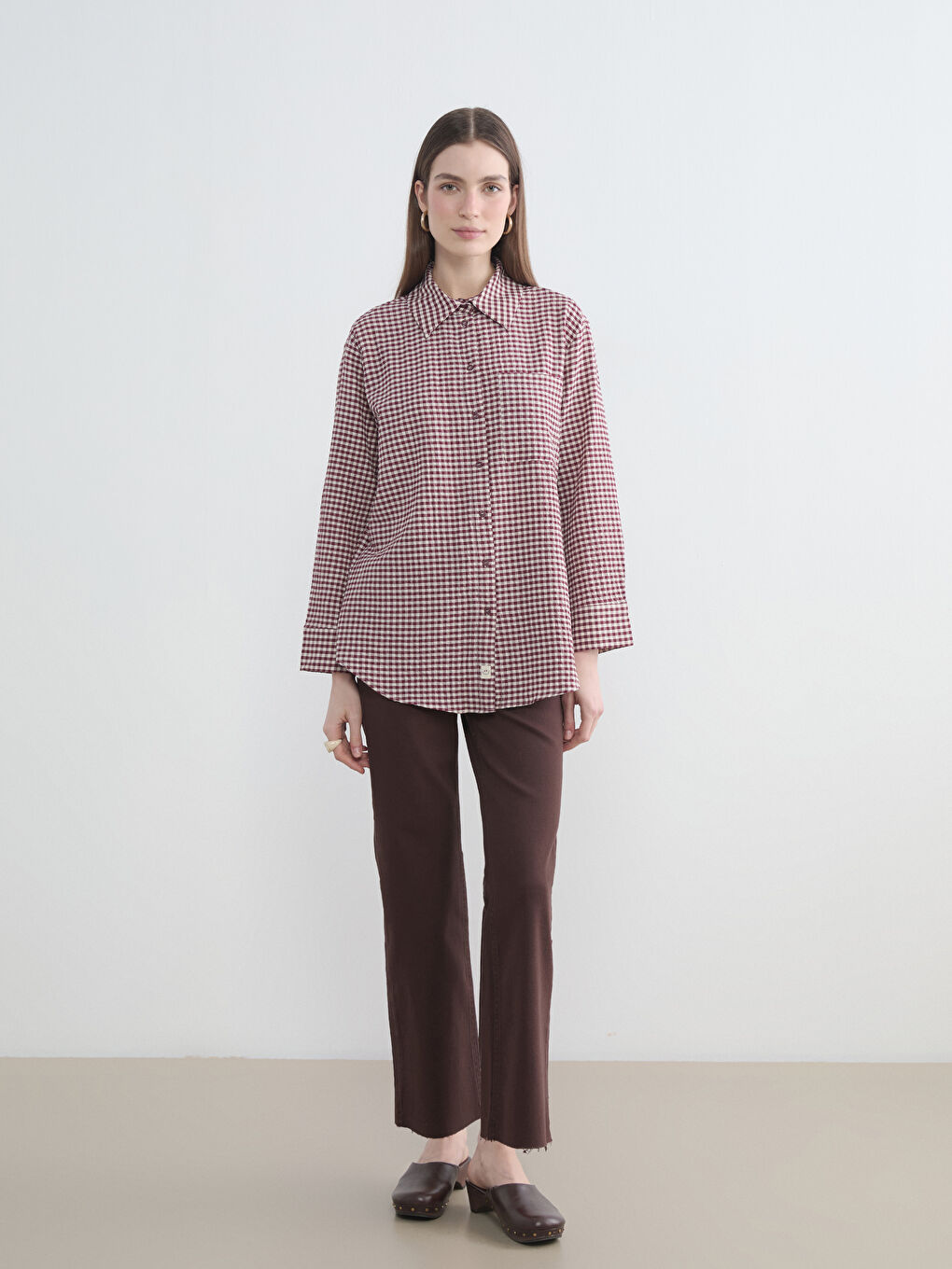 Kahverengi Straight Fit Kadın Jean Pantolon