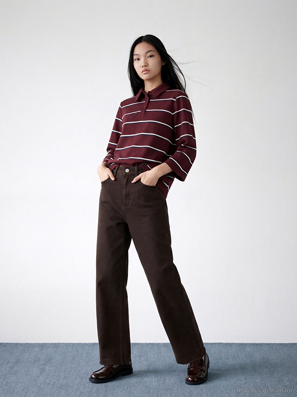 Kahverengi Straight Fit Kadın Jean Pantolon