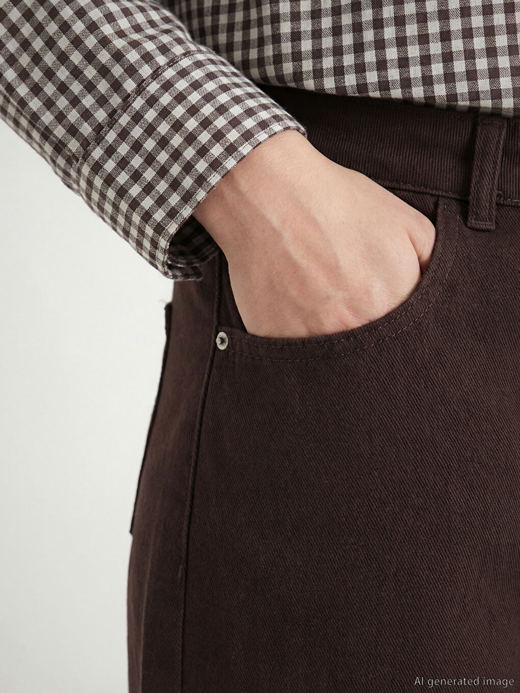 Kahverengi Barrel Fit Kadın Jean Pantolon-2