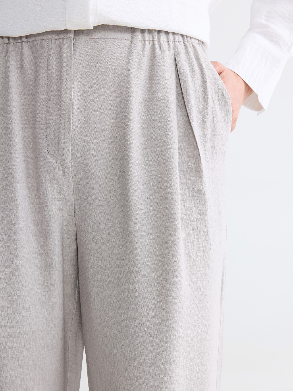 Elastic Waist Pleated Women's Dress Trousers-2