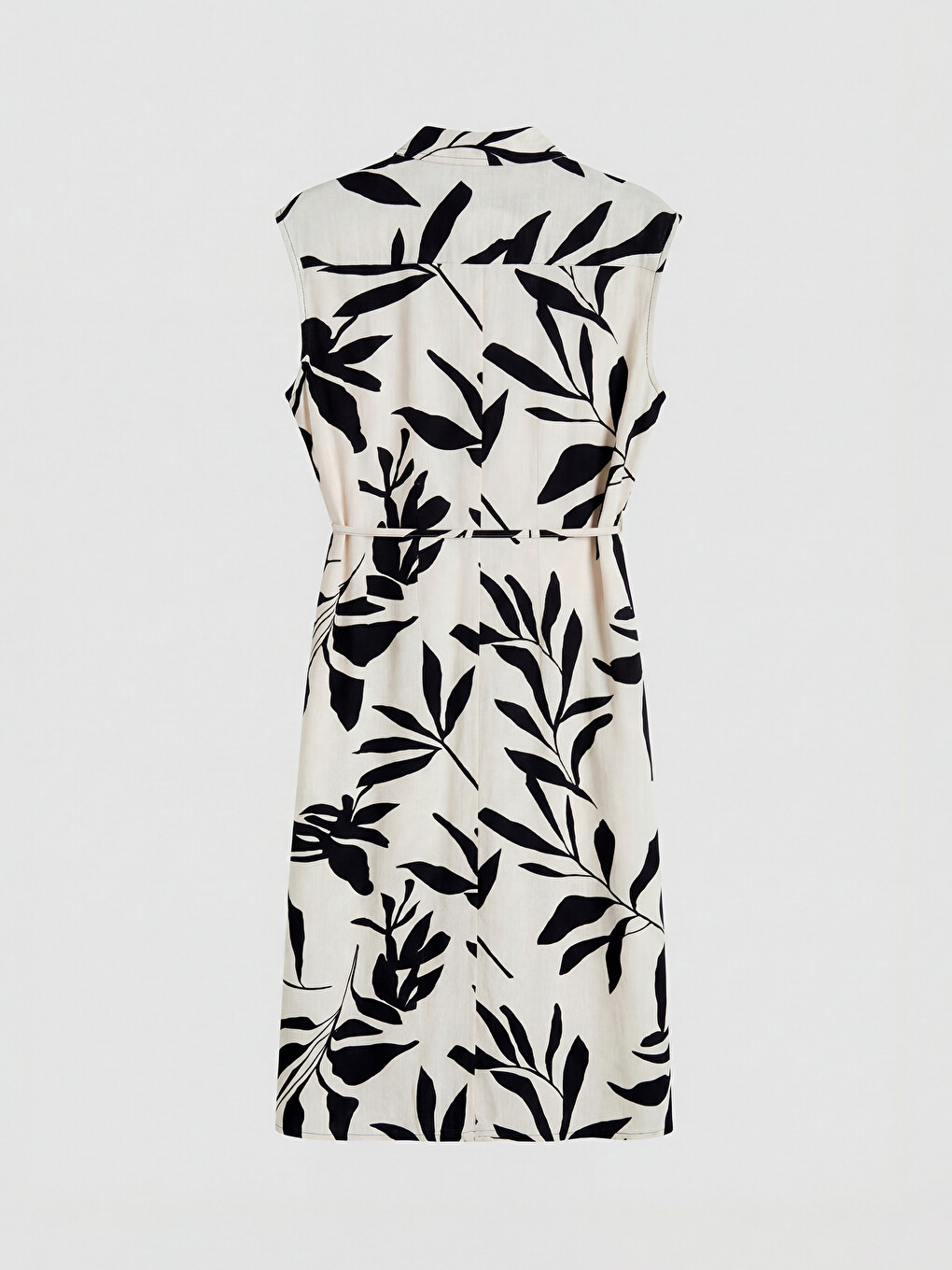 Sash Belted Linen Blend Shirt Dress-5