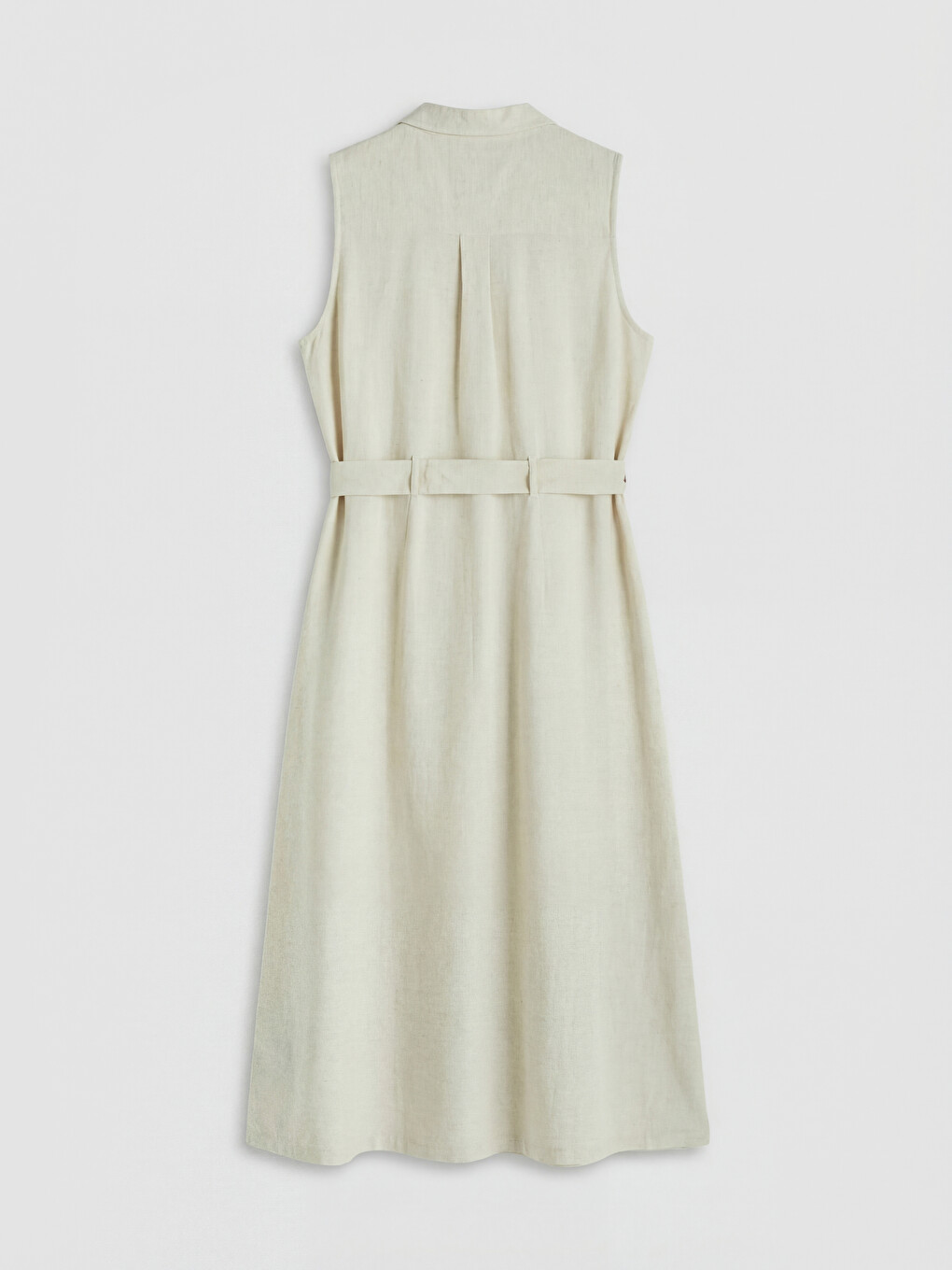 Robe chemise en mélange de lin à taille ceinturée-5