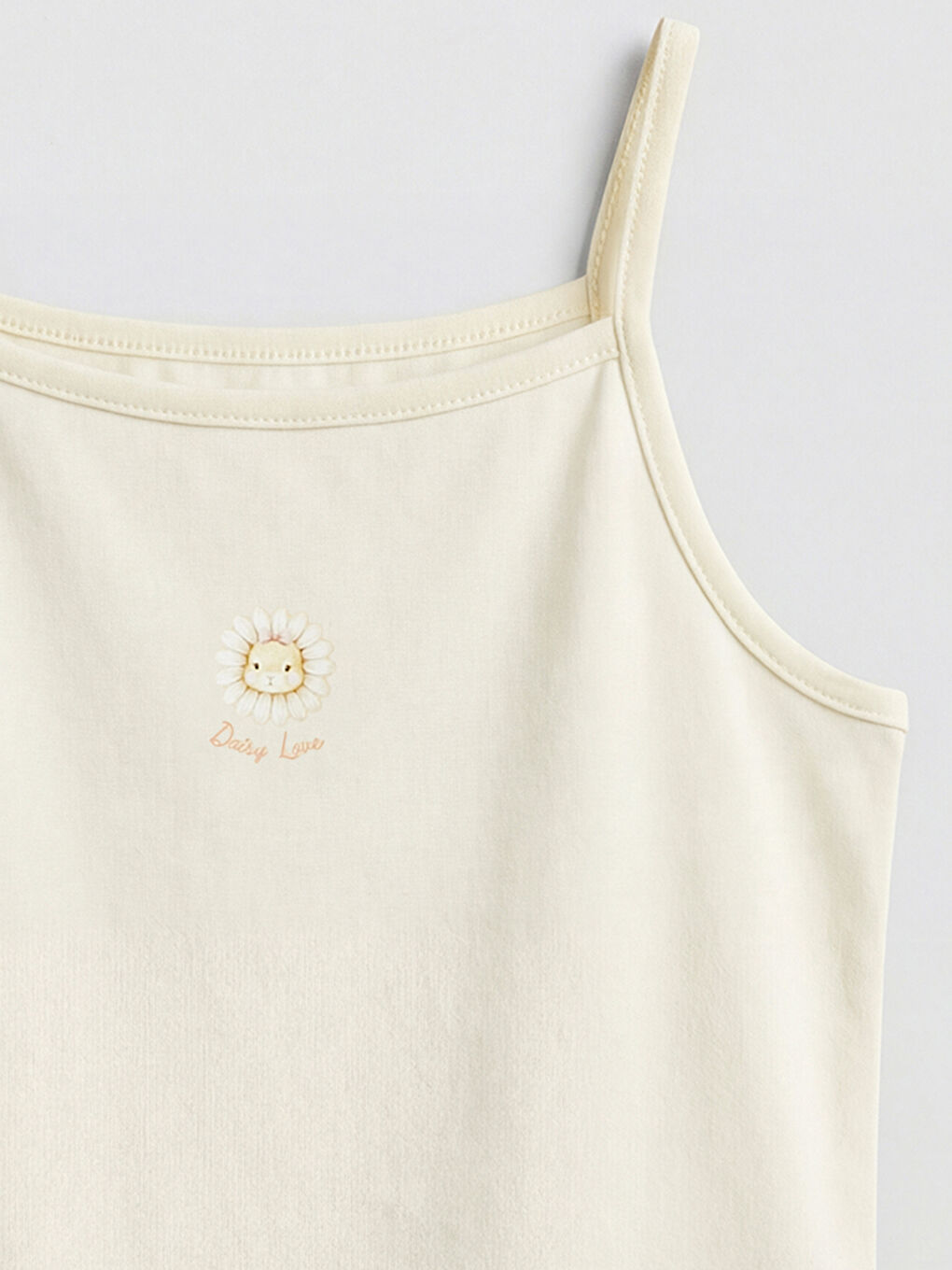 Bej Baskılı İp Askılı Kız Çocuk Atlet-1