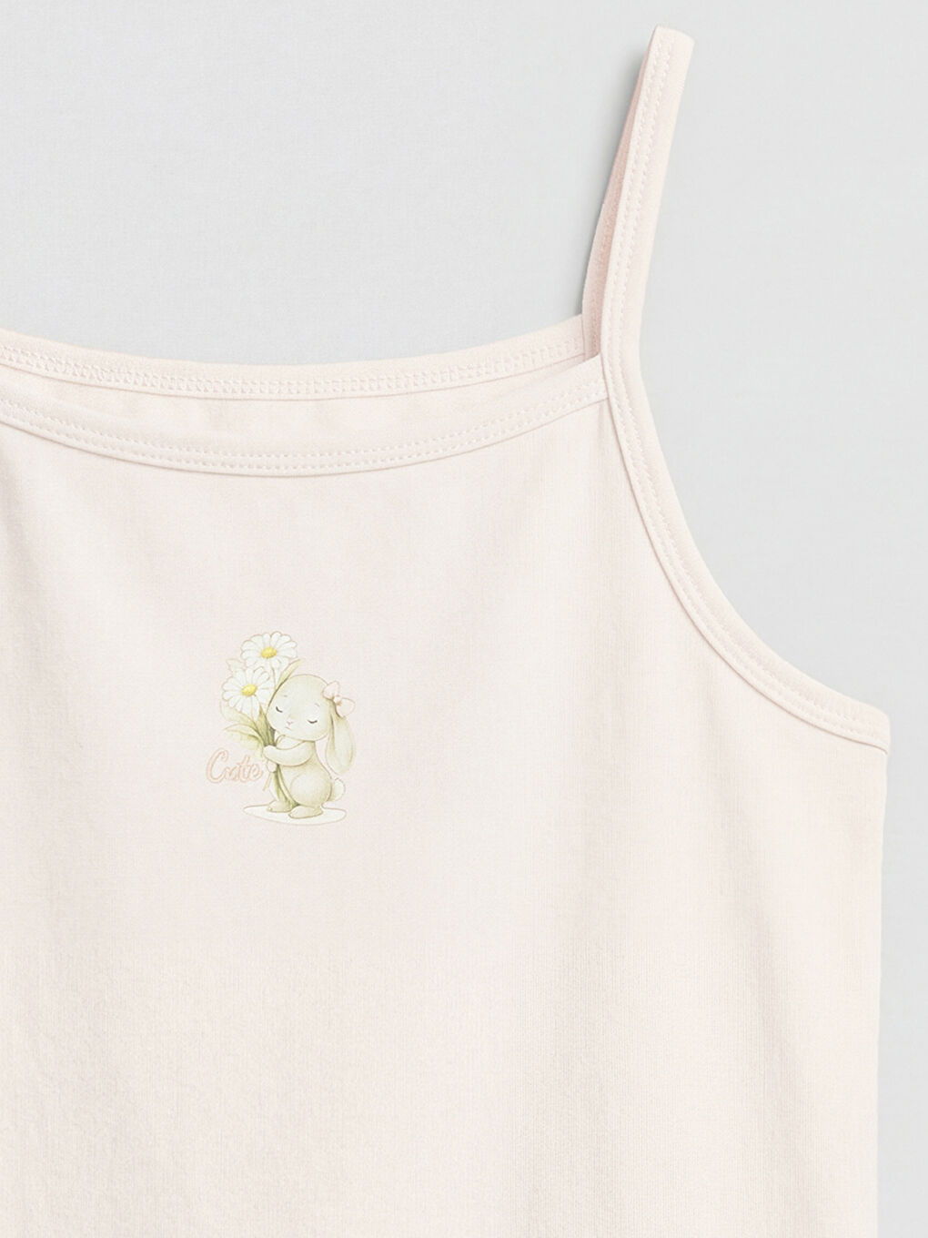 Pembe Kare Yaka Baskılı Kız Çocuk Atlet 2'li-5