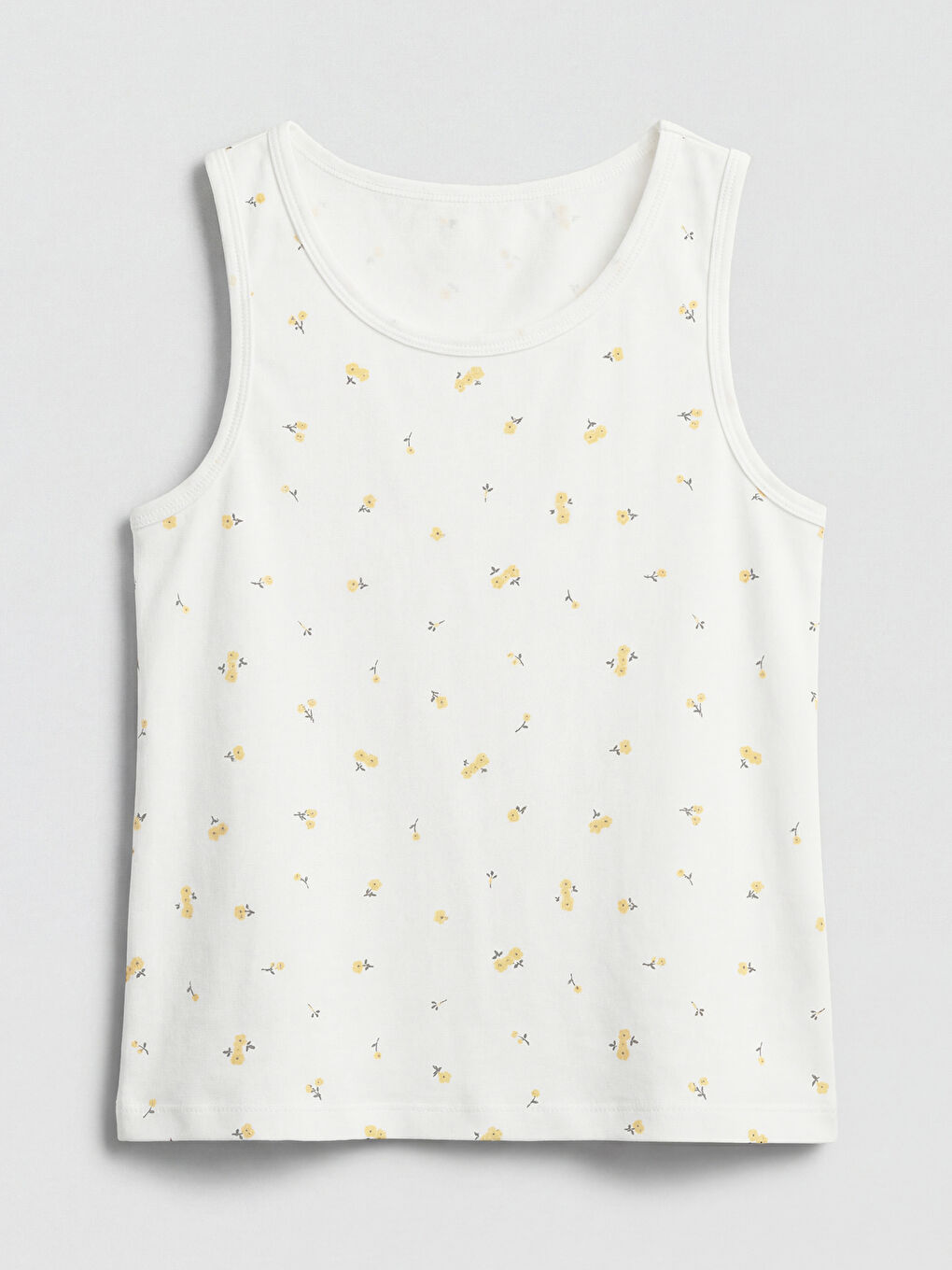 Ekru Bisiklet Yaka Çiçekli Kız Çocuk Atlet 2'li-1