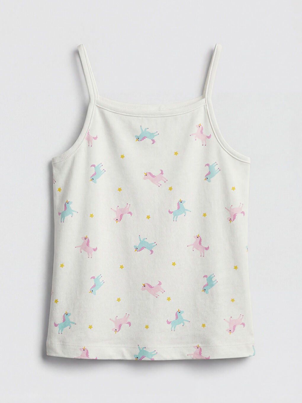 Ekru Kare Yaka Kız Çocuk İp Askılı Atlet